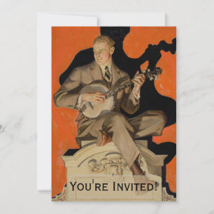 J.C. Leyendecker Banjo Speler 1920 Art Deco Kunst Kaart