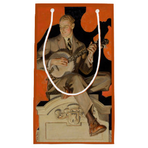 J.C. Leyendecker Banjo Speler 1920 Art Deco Kunst Klein Cadeauzakje