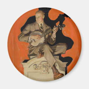 J.C. Leyendecker Banjo Speler 1920 Art Deco Kunst Magneet