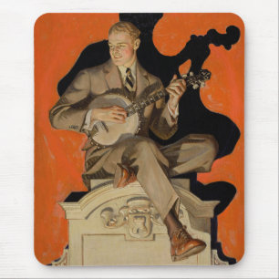 J.C. Leyendecker Banjo Speler 1920 Art Deco Kunst Muismat