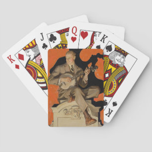 J.C. Leyendecker Banjo Speler 1920 Art Deco Kunst Pokerkaarten