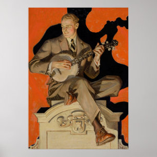 J.C. Leyendecker Banjo Speler 1920 Art Deco Kunst Poster