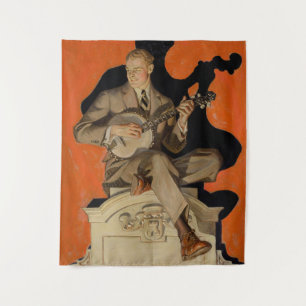 J.C. Leyendecker Banjo Speler 1920 Art Deco Kunst Wandkleed