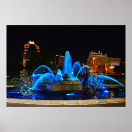J. C. Nichols Fountain in Blue, Kansas City Poster