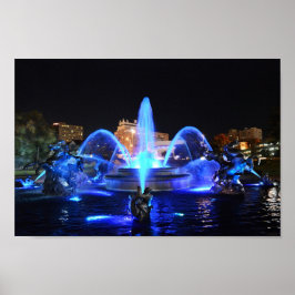 J.C. Nichols Fountain in Royal Blue, Kansas City Poster