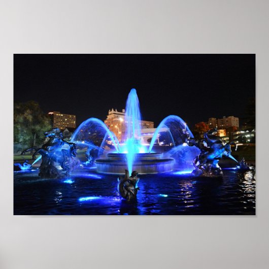 J.C. Nichols Fountain in Royal Blue, Kansas City Poster (Voorkant)