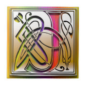J Celtic Rainbow Custom Monogram Tile Tegeltje (Voorkant)