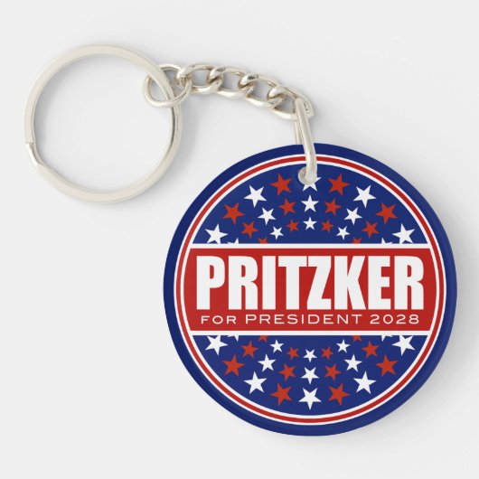 J.D. Pritzker voor President 2028 Sleutelhanger (Voorkant)