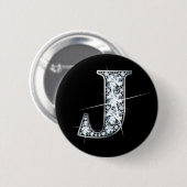 "J" Diamond Bling Button (Voorkant /achterkant)