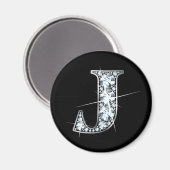 "J" Diamond Bling Magnet (Voorkant / Achterkant)