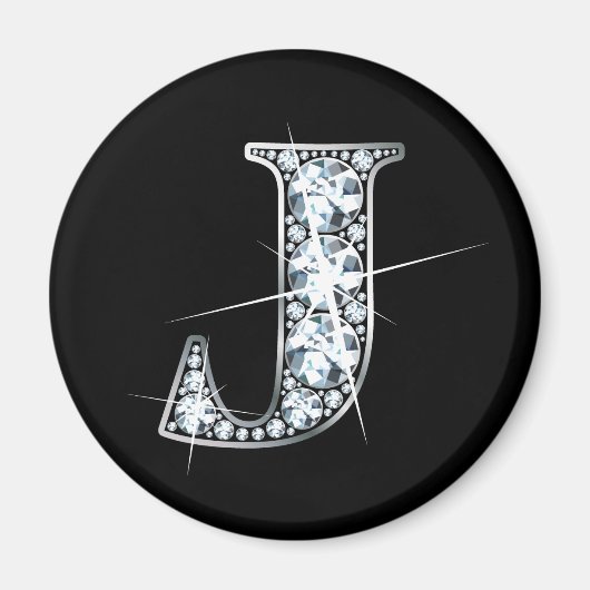 "J" Diamond Bling Magnet (Voorkant)