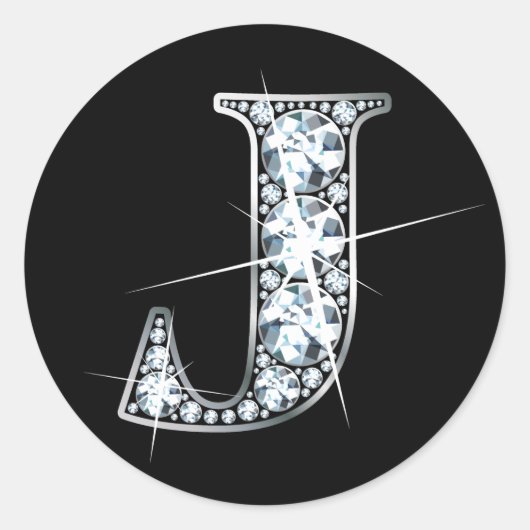 "J" Diamond Bling Sticker (Voorkant)