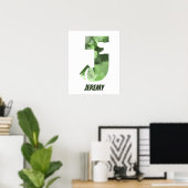 "J" Dinosaur Waterverf Green Child's Name Poster (Thuiskantoor)
