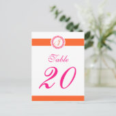 J Dot Circle Monogram Tafelnummer (Roze/Sinaasappe (Staand voorkant)