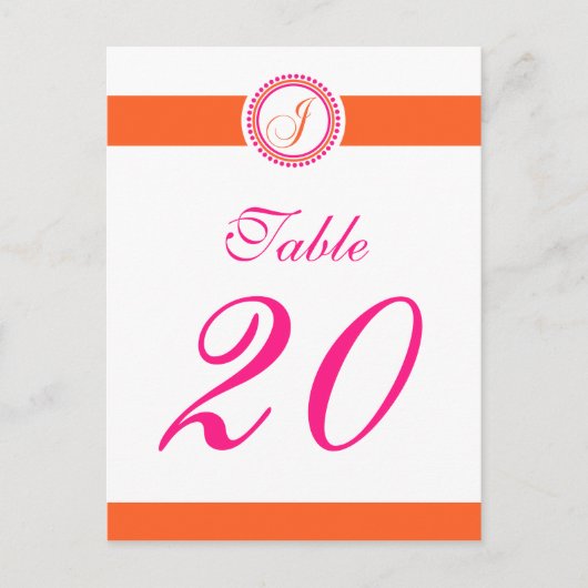 J Dot Circle Monogram Tafelnummer (Roze/Sinaasappe (Voorkant)