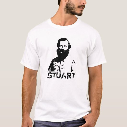 J.E.B. Stuart — zwart en wit T-shirt (Voorkant)