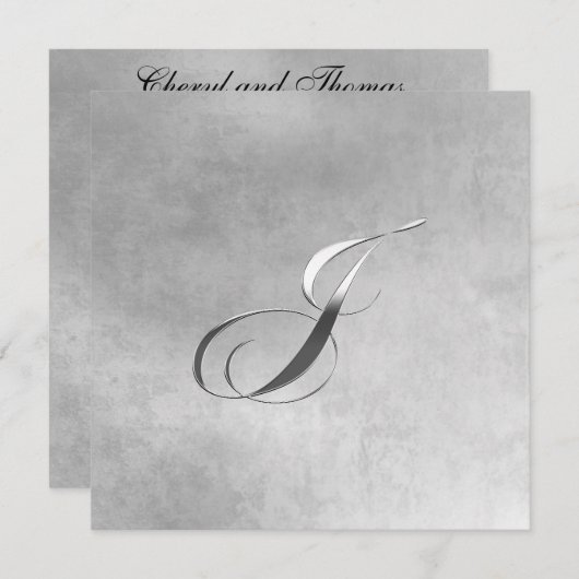 J Elegant Monogram Uitnodiging (Voorkant / Achterkant)