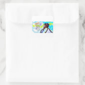 j ezus hier vierkante sticker (Tas)
