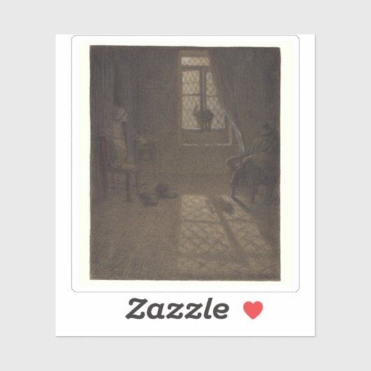 J.F. Millet - Le chat (De kat bij het raam) Sticker (Vel)