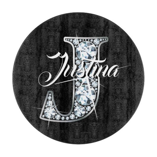 J Faux Diamond Bling Monogram Snijplank (Voorkant)