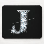 "J" Faux-"Diamond Bling" Mousepad Muismat (Voorkant)