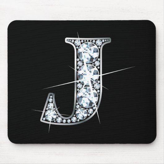 "J" Faux-"Diamond Bling" Mousepad Muismat (Voorkant)