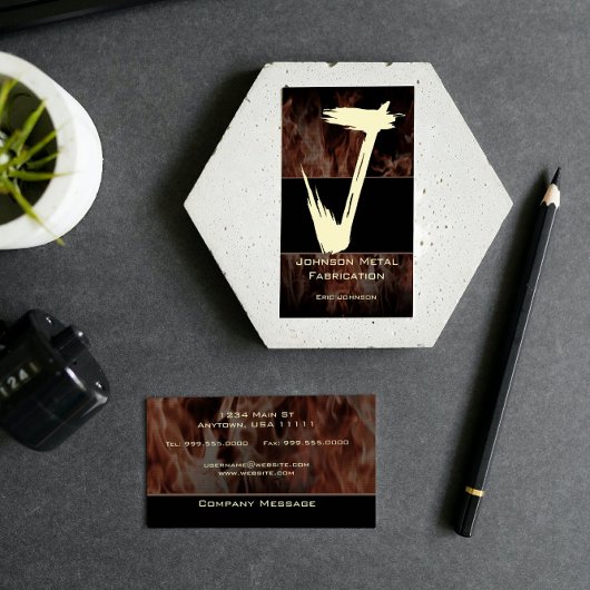 J Flame Monogram Visitekaartje