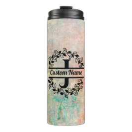 J Floral Monogram Letter Thermosbeker