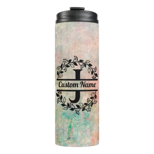 J Floral Monogram Letter Thermosbeker (Voorkant)