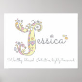 J for Jessica initiaal doodle art name betekenend Poster (Voorkant)