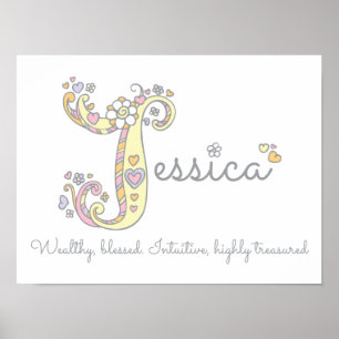 J for Jessica initiaal doodle art name betekenend Poster