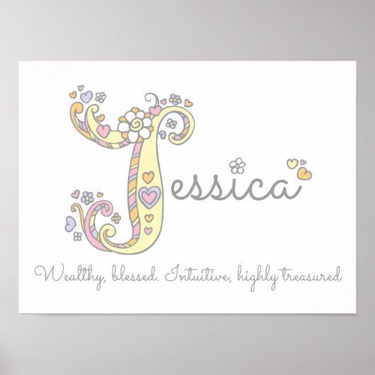 J for Jessica initiaal doodle art name betekenend Poster (Voorkant)