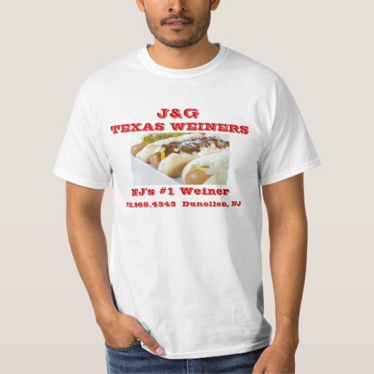 J&G Texas Weiners - Chili Dog - NJ's #1 Weiner T-shirt (Voorkant)