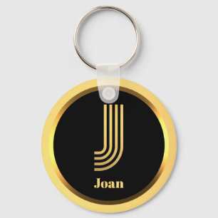 J Gold Monogrammed Letter persoonlijk Sleutelhanger
