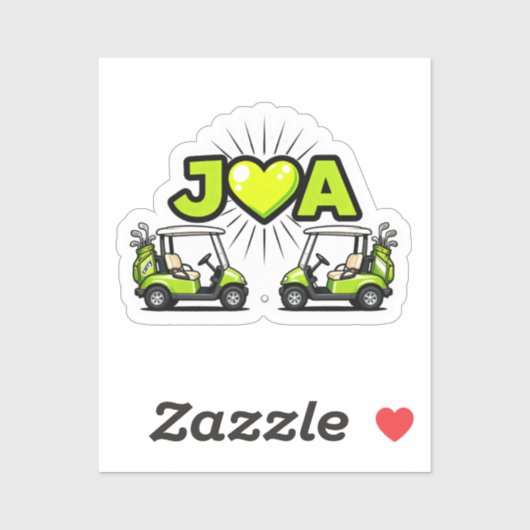 J Heart A Cute Golf Cart Couple's Monogram Sticker (Vel)