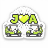 J Heart A Cute Golf Cart Couple's Monogram Sticker (Voorkant)