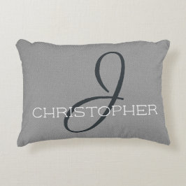 J Initiaal Gepersonaliseerde naam Zwart wit grijs Accent Kussen