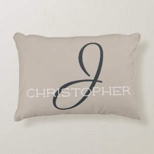 J Initiaal Persoonlijke benaming Neutral Taupe Tan Accent Kussen