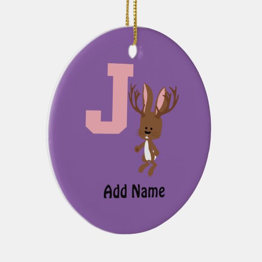 J is voor Jackalope Keramisch Ornament (Rechts)