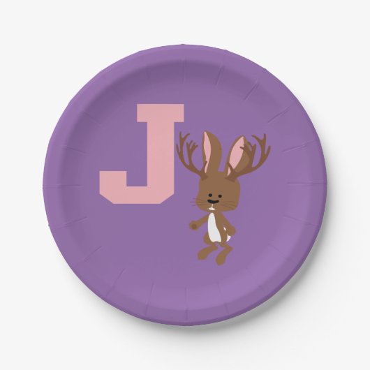 J is voor Jackalope Papieren Bordje (Voorkant)
