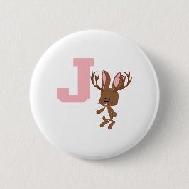 J is voor Jackalope Ronde Button 5,7 Cm