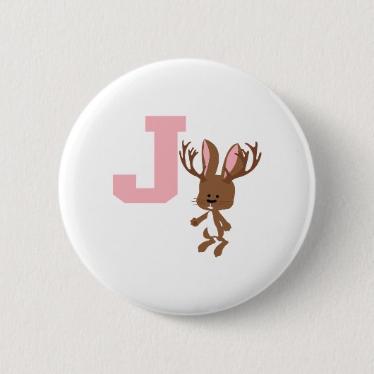J is voor Jackalope Ronde Button 5,7 Cm (Voorkant)
