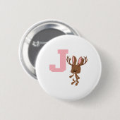 J is voor Jackalope Ronde Button 5,7 Cm (Voorkant /achterkant)