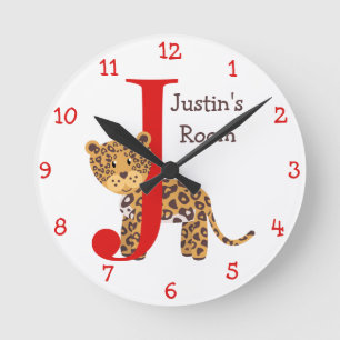 J is voor Jaguar en Justin-Child's slaapkamer Ronde Klok
