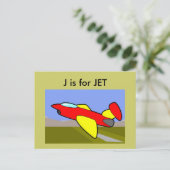 "J" is voor Jet Alphabet Flashcard Briefkaart (Staand voorkant)