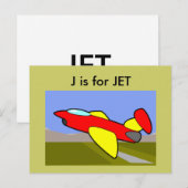 "J" is voor Jet Alphabet Flashcard Briefkaart (Voorkant / Achterkant)