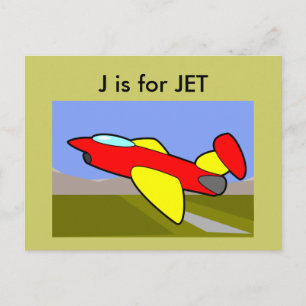 "J" is voor Jet Alphabet Flashcard Briefkaart
