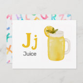 J is voor Juice - Alphabet Flash Kaart (Voorkant / Achterkant)