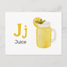 J is voor Juice - Alphabet Flash Kaart