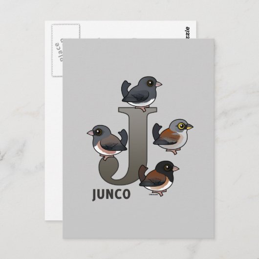 J is voor Junco Briefkaart (Voorkant / Achterkant)